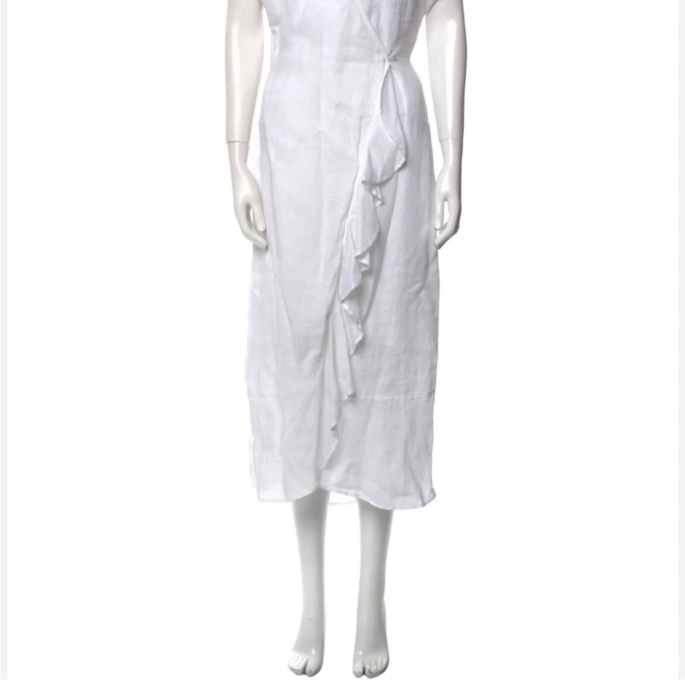 Joie white linen wrap dress with cut out back